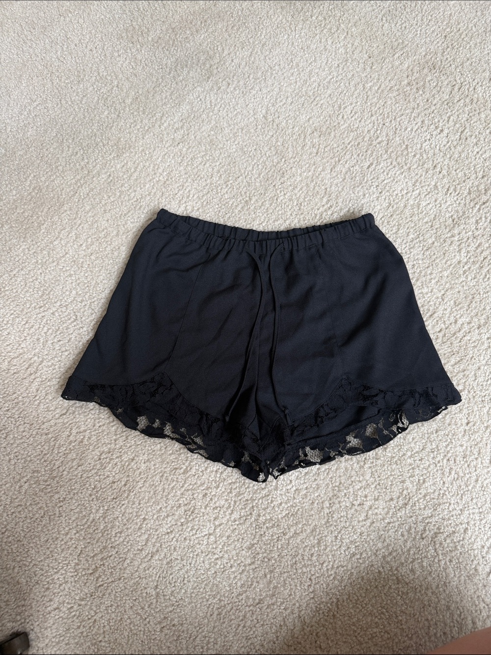 Black Lace-Trim Sleep Shorts - Women